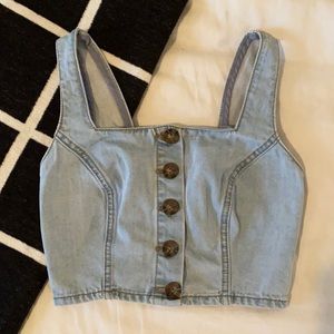 Forever 21 Button Up Denim Crop Top